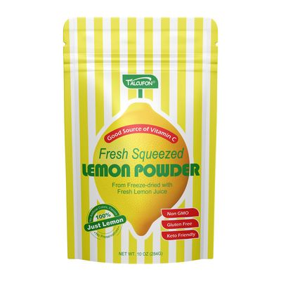 TALCUFON Freshly Squeezed Lemon Powder 10 Oz, Just Cold Pressed, Freeze Dried Lemon Juice Powder No Added Sugar, Gluten Free, Non-GMO Great Flavor for Drinks, Smoothie, Beverages 284G