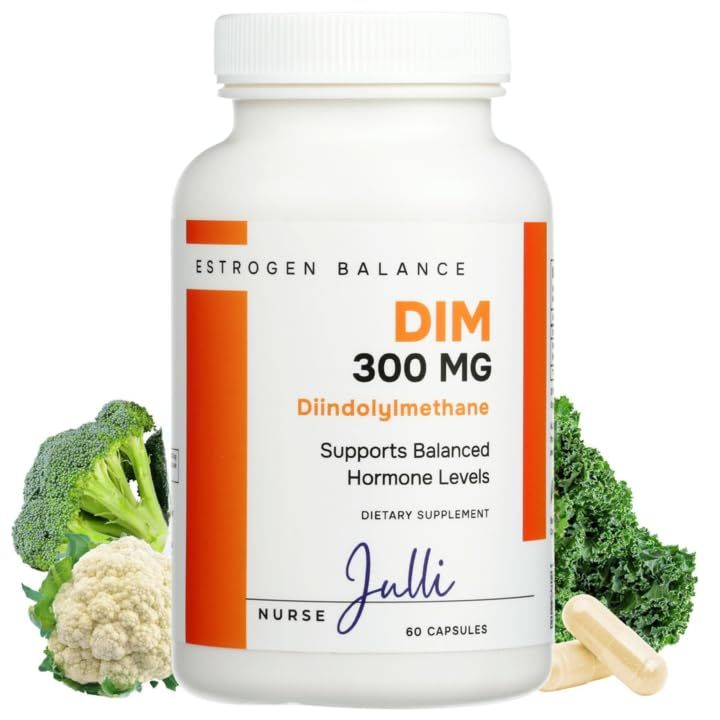 DIM Supplement 300mg Estrogen Balance for Men and Women Menopause, PCOS, Hormonal Acne Support Antioxidant Support for Women Boosted with Natural Metabolites Manufactured in the USA 60 Ct.