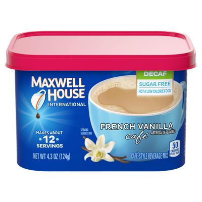 Maxwell House International Sugar-Free French Vanilla Caf -Style Decaf Instant Coffee Beverage Mix, 4.3 oz. Canister