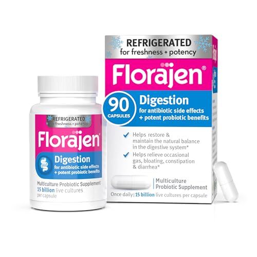Florajen Digestion Probiotics, Gut Health Supplement with Constipation and Bloating Relief for Adults, 90 Count (Refrigerated)