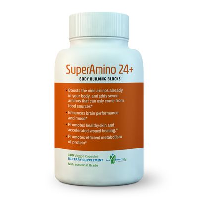 MYBODYRX SuperAmino 24 - Amino Acid Formula - Promotes Muscle Growth, Brain Performance, and Accelerated Wound Healing- 180 Veggie Capsules