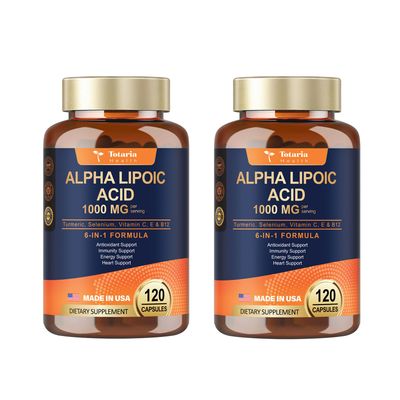 (2 Packs) Alpha Lipoic Acid - 1000mg ALA Supplement Capsules for Neuropathy Support Supplement Nerve Health, Liver Detox, Antioxidant, Metabolism and Cell Energy, Anti-Aging - Non-GMO, Gluten Free