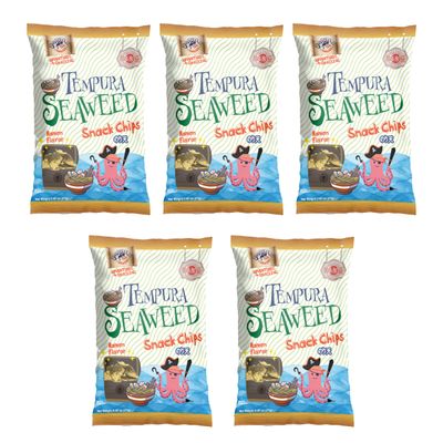 Japanese Tempura Seaweed Chips - Ramen Flavor 0.95oz x 5 Pack Made in Japan by Swashbuckle Snacks