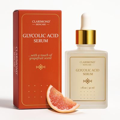 CLARIMOND Glycolic Acid Multi-Peptides Serum - Gentle 10 Exfoliating AHA with Aloe Vera, Botanical Extracts Hyaluronic Acid - Lightweight Hydration with a Touch of Grapefruit Scent - 1 fl oz