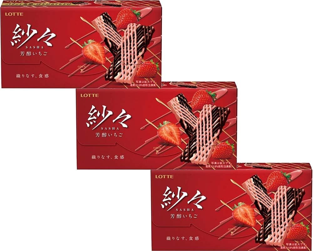 LOTTE SASHA Delicate Chocolate Rich Strawberry flavor 3 With MAIKO sticker Pio big bazar