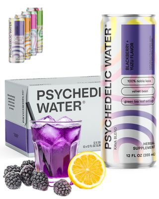 Psychedelic Water Blackberry Yuzu, Mood Enhancing Relaxation Drink, 12 Fl Oz (12 Cans), Gluten Free, Vegan (BlackberryYuzu)