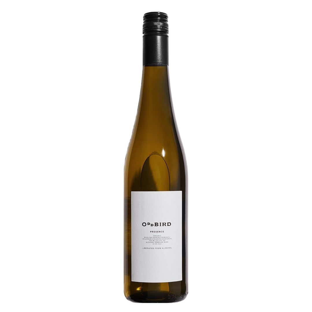 Oddbird Presence Non Alcoholic White Wine, Gluten Free, Non-Alcoholic Wine, Zero Proof with Dealcoholized Sauvignon Blanc, Riesling, and Organic Grapes from South of France, 25.4 fl oz Bottle