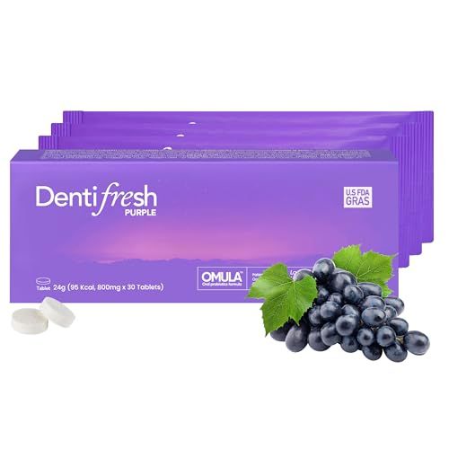 K-Nutra Dentifresh Xylitol Tabs - Oral Probiotics to Combat Bad Breath, Dry Mouth Support Fresh Breath, 4 Billion CFU, Sugar-Free, Mild Grape Flavor, 30 Tablets