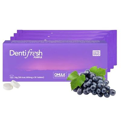 K-Nutra Dentifresh Xylitol Tabs - Oral Probiotics to Combat Bad Breath, Dry Mouth Support Fresh Breath, 4 Billion CFU, Sugar-Free, Mild Grape Flavor, 30 Tablets