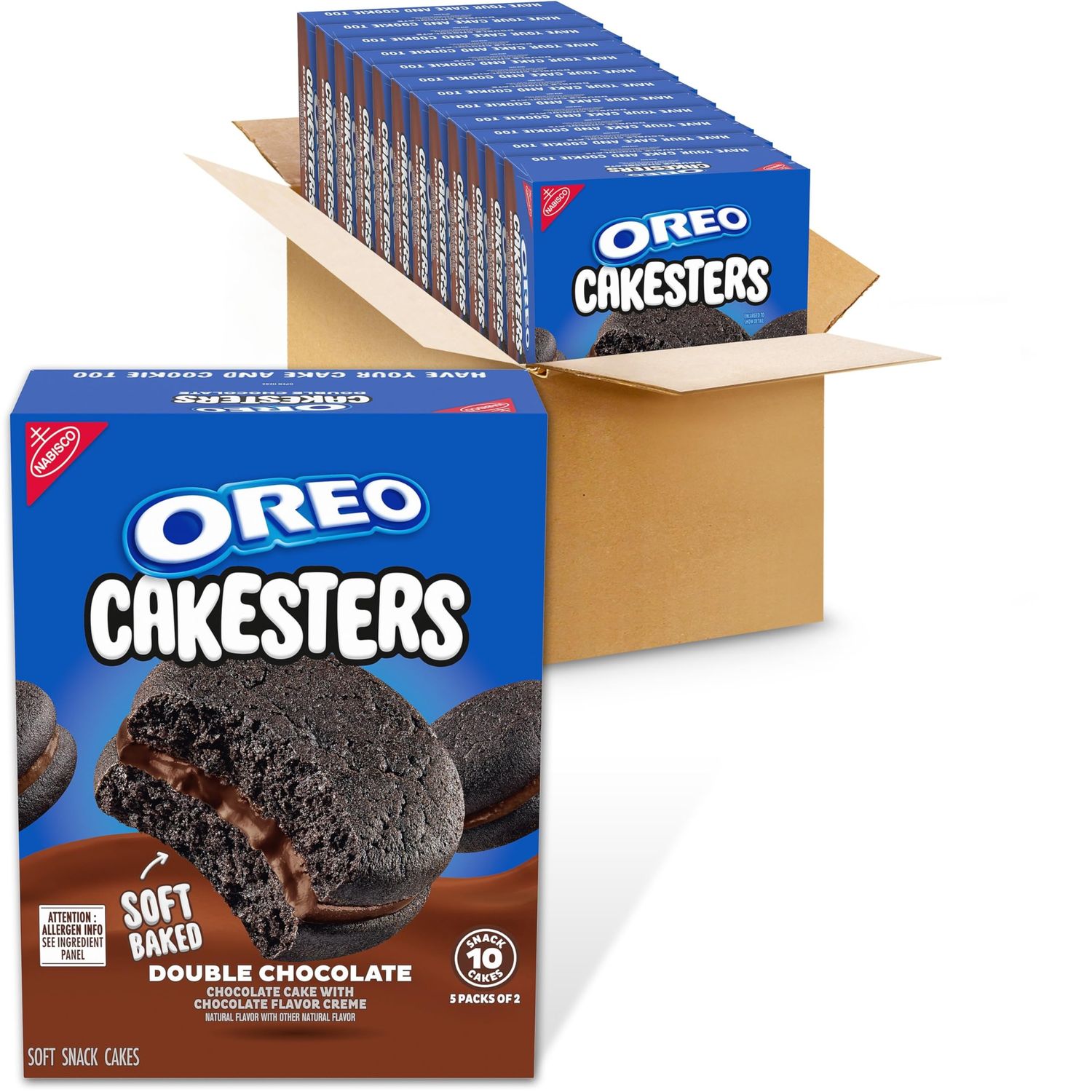 OREO Cakesters Double Chocolate Soft Snack Cakes, 12-5 Count Boxes (60 Total Snack Packs)