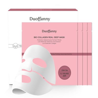 Duoffanny Bio-Collagen Real Deep Mask, 5,120,000 PPB Hydrating Overnight Hydrogel Mask 234 Da Deep Collagen Face Mask, Pore Minimizing, Elasticity Improvement, 34g x 4ea