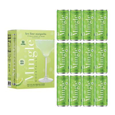Mingle Mocktails Key Lime Margarita, Non-Alcoholic Drinks, Tangy, Sweet, and Sour Pre-Mixed Drinks, Canned Mocktails, 12 fl. oz. Cans, Pack of 12