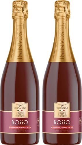 Tuscanini Sparkling Rose Grape Juice, 25.4oz (2 Pack) Non-Alcoholic Celebration Drink Festive Mushroom Cork Refreshing Elegant Sparkling Grape Juice Perfect for Holidays, Weddings Special Occasions