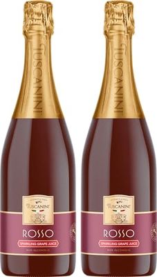 Tuscanini Sparkling Rose Grape Juice, 25.4oz (2 Pack) Non-Alcoholic Celebration Drink Festive Mushroom Cork Refreshing Elegant Sparkling Grape Juice Perfect for Holidays, Weddings Special Occasions