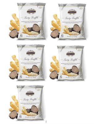 Tartufi Jimmy Truffle Infused Corn Chips Sticks Light, Crisp, Gluten-Free, 100 Natural Ingredients, Cheese-Flavored, Travel-friendly Pack of 5, Net Wt. 1.7 oz 50g Each