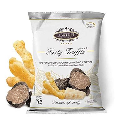 Tartufi Jimmy Truffle Infused Corn Chips Sticks Light, Crisp, Gluten-Free, 100 Natural Ingredients, Cheese-Flavored, Travel-friendly Pack of 5, Net Wt. 1.7 oz 50g Each