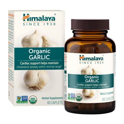 Himalaya Organic Garlic, for Lipid Metabolism and Immune Support, 1,400 mg, 60 Caplets, 1 Month Supply