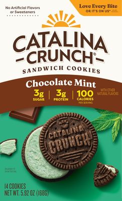 Catalina Crunch Protein Cookies, 4g Protein per Serving Low-Sugar Sandwich Cookies Gluten Free, Vegan Keto Dessert Snacks - Chocolate Mint, 5.9 oz. (14 Count)