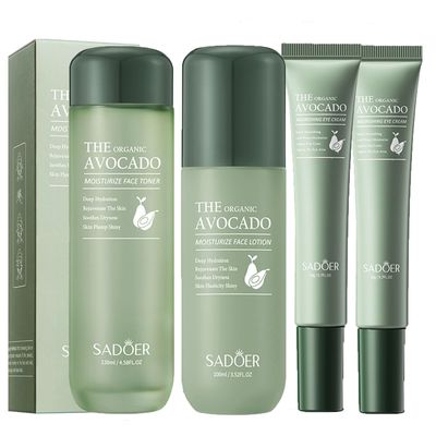 Avocado Facial Skin Care Sets Kits, 4 pcs Skin Care Routine Kit For women, Skincare Products Set with Toner, Lotion, Eye Cream, Hydrating Skincare set for all skin types, facial kit.