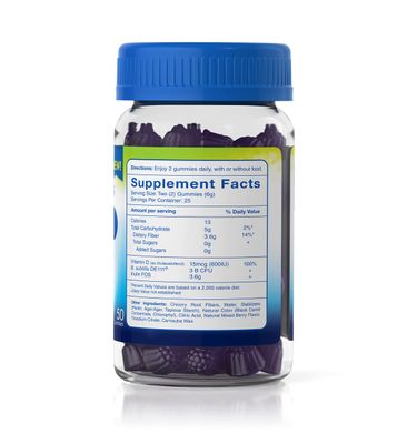 TruBiotics Probiotic Gummies with Prebiotics Vitamin D3, Sugar-Free Gummy for Men Women's Digestive Immune Health, Supports Regularity Helps Relieve Minor Abdominal Discomfort, 50 Gummies
