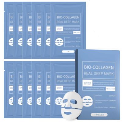 Omagie 12 Packs Collagen Face Mask Bio-Collagen Real Deep Mask Collagen Night Wrapping Mask Collagen Overnight Mask Keep Shrink Pores, Keep Skin Hydrated, Smooth, And Bright White (12 PcsBox)