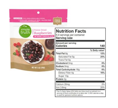 Simple Truth Freeze-Dried Raspberries in Dark Chocolate, 5 oz (Pack of 2)