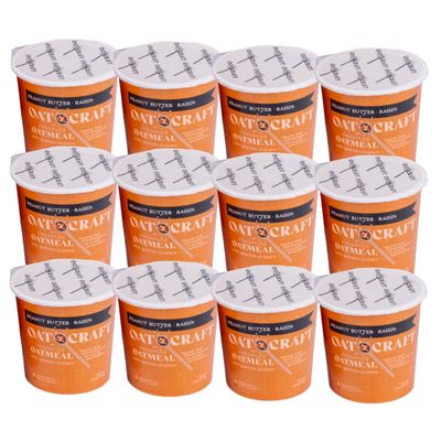 Oatcraft Premium Handcrafted Instant Oatmeal with Toasted Granola Clusters Variety Pack Cups (12 pack, Peanut Butter Raisin)