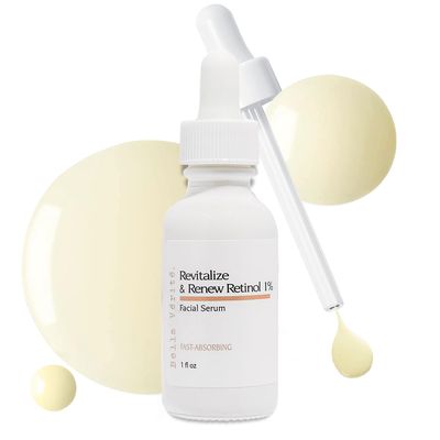 Revitalize Renew 1 Retinol Serum - Anti Aging Skincare wNiacinamide Bakuchiol, Targets Fine Lines Wrinkles, For an Even Radiant Complexion. Lightweight Formula, 1 Oz