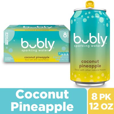 bubly Sparkling Water, Coconut Pineapple, Zero Sugar Zero Calories, Seltzer Water, 12 Fl Oz Cans (Pack of 8)