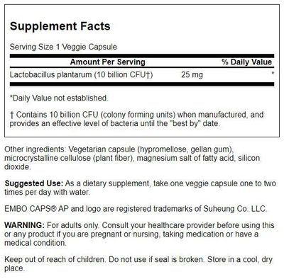 Swanson L. Plantarum - Digestive Supplement Promoting Gastrointestinal Balance Bowel Regularity - Natural Formula to Help Reduce Bloating - (30 Veggie Capsules) (4 Pack)
