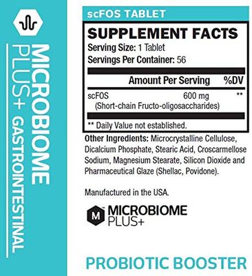 Microbiome Plus Prebiotics scFOS Prebiotic Fiber, Boosts Probiotic Benifits, GI Digestive Supplements, Allergy Safe and Gluten-Free for Men and Women (1 Month Supply) (1)