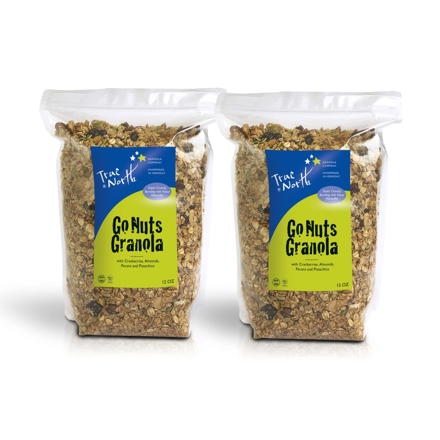 True North Granola - Go Nuts Granola with Dried Cranberries, Almonds, Coconut, Pecans and Pistachios, All Natural and Non-GMO, 12 oz. (Pack of 2)