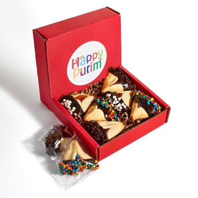 Hamentaschen Cookies Assortment Chocolate Dipped Shortbread Cookies with Raspberry Apricot Filling Mishloach Manos Purim Gift Stern s Bakery