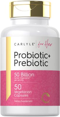 Carlyle Prebiotic and Probiotic for Women 50 Billion Active Organisms Per Serving 50 Capsules Vegetarian Supplement for Women