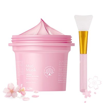 Clay Mask for Face, Cherry Blossom Clay Mask Scraper, Sakura Deep Cleans Pink Face Masks Skincare Clay, Facial Masks for Women Skin Care, Hydrating, Tighten, Remove Blackhead Shrink Pore, Acne