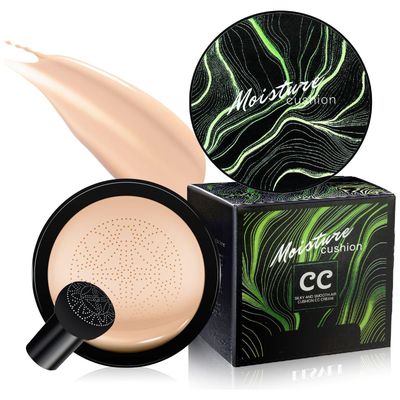 Mushroom Head Air Cushion CC Cream - Long-Lasting Brightening BB Cream Foundation for Mature Skin, Waterproof Moisturizing Full Coverage Self Adjusting Concealer (Ivory)
