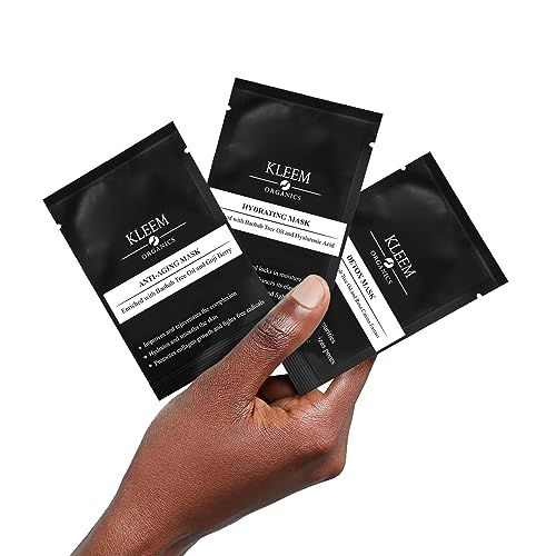 Kleem Organics Facial Face Masks: Anti Aging Face Mask Moisturizing Detox Face Mask Nourishing Soothing Face Mask. 3 Pack