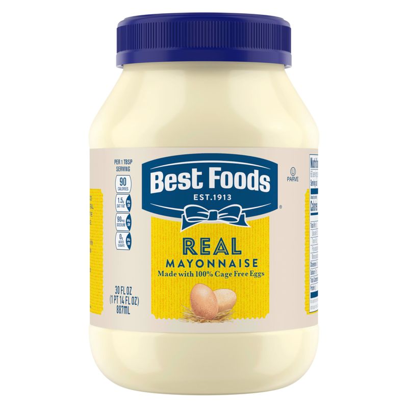 Best Foods Real Mayonnaise Mayo Jar For A Creamy Sandwich Spread or Condiment Gluten-Free, Made With 100 Cage-Free Eggs 30 oz