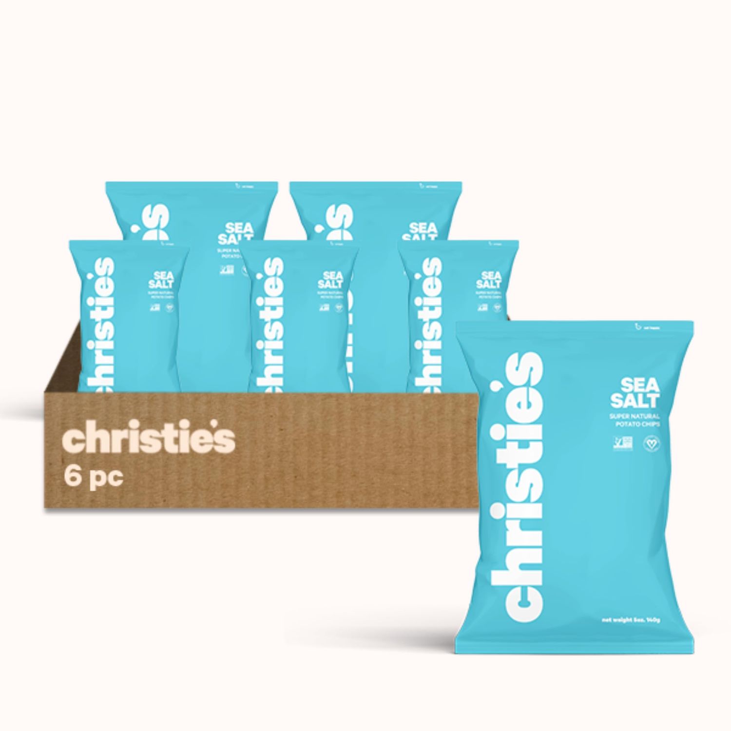 Christie&#39;s Chips Sea Salt - Super Natural Potato Chips - Perfectly Balanced Classic Salty Snack - Vegan, Gluten-Free, Kosher, All-Natural Gourmet for Everyday Cravings - 5oz - 6 Pack