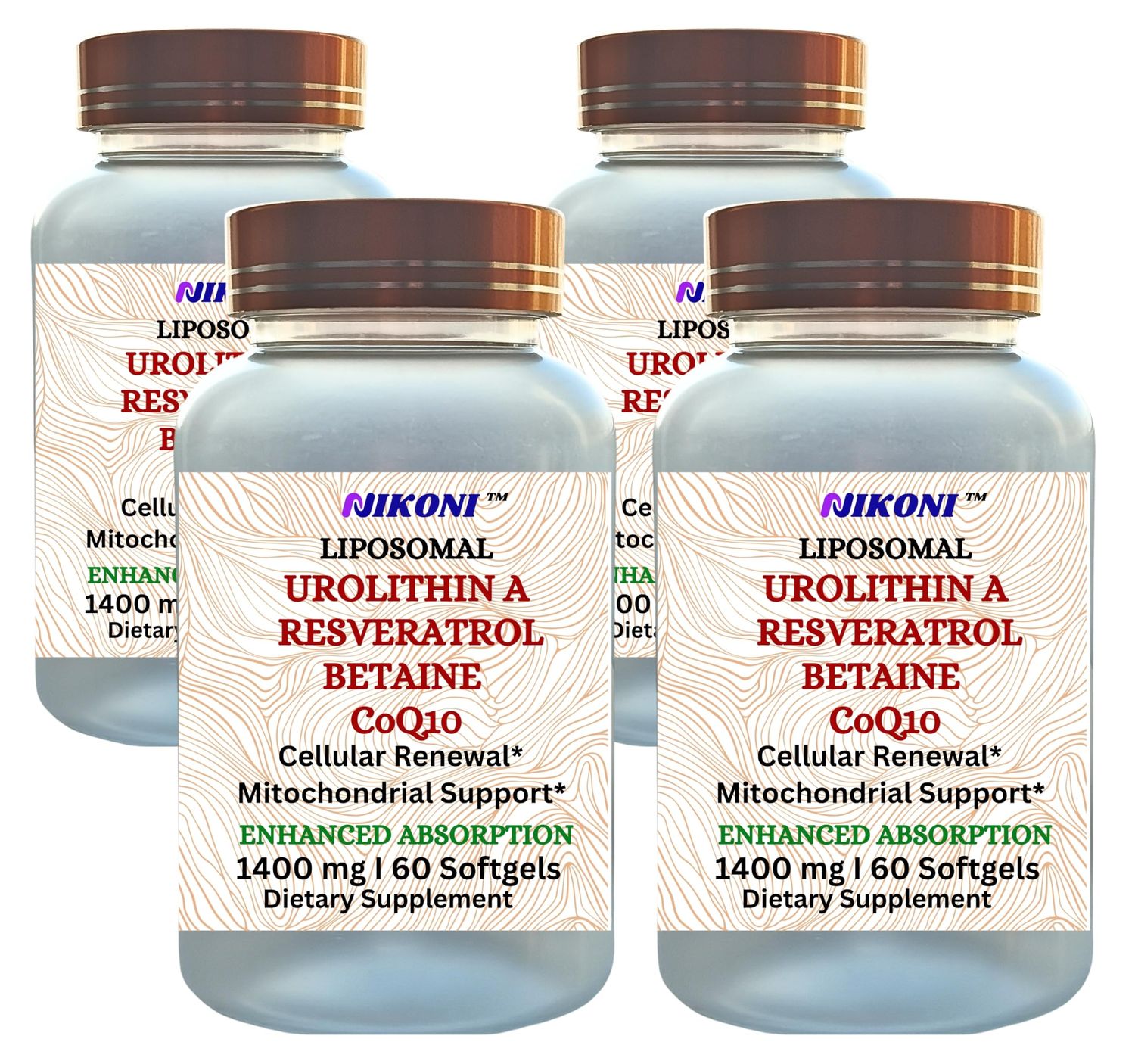 Nikoni Liposomal Urolithin-A Supplement 1400mg Supports Healthy Aging, Cellular Renewal, Muscle Health- 240 Softgels