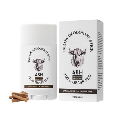 Tallow Deodorant Stick, Aluminum Free Whole Body Deodorant with Grass-Fed Beef Tallow For Men Women - Sandalwood, 48-Hour Odor Control, Invisible Solid Antiperspirant Deodorants Stick