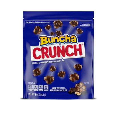 Buncha CRUNCH - Milk Chocolate and Crisped Rice, Resealable Bag, 8 oz each, Bulk 8 Bags