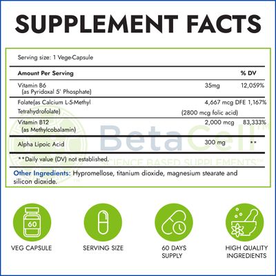 BETACELL Neurofix Nerve Support Supplement - 60 Veg Capsules