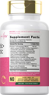 Carlyle Prebiotic and Probiotic for Women 50 Billion Active Organisms Per Serving 50 Capsules Vegetarian Supplement for Women