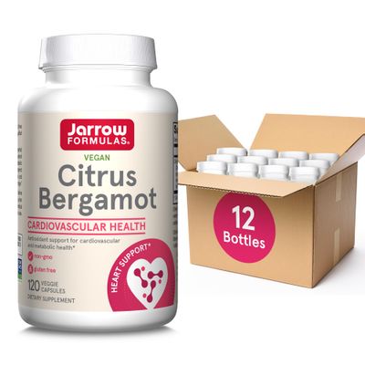 Jarrow Formulas Citrus Bergamot 500mg-120 Servings (Veggie Caps)- Antioxidant Support for Cardiovascular Metabolic Health-Dietary Supplement-Gluten Free-Use with Jarrow Formulas QH-absorb,12 Packs