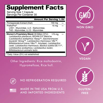 BIOHM Probiotics for Women, 30 Billion CFU, 9 Strains (30 Count) Helps Support Total Gut Health, Digestive Immune System, Vaginal Probiotic for Urinary Tract Vaginal Health, 30 Day Supply