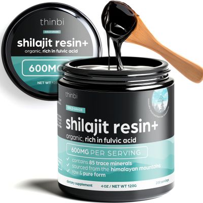 Shilajit Resin 4oz Extra Strength - Pure Himalayan Shilajit for Men Women, 75 Fulvic Acid 85 Trace Minerals for Energy, Immune Metabolism Support, Lab-Tested, Better Than Gummies - Thinbi