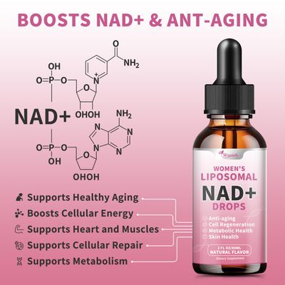 Liposomal NAD Supplements for Women, Pure 500mg NAD Nicotinamide - Cell Regeneration Energy Metabolism Support, Vegan,Sugar Free Additives Free 2 Fl Oz