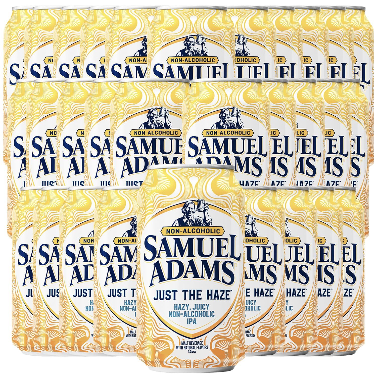 Samuel Adams 30 Pack Just the Haze Non-Alcoholic Hazy IPA Brew - Dealcoholized Sam Adams Craft Beer - 12oz Cans - Sabro, Citra, Mosaic, Cascade Hops