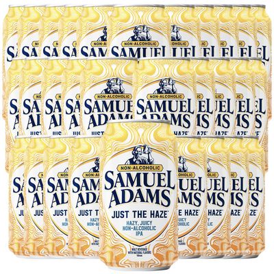 Samuel Adams 30 Pack Just the Haze Non-Alcoholic Hazy IPA Brew - Dealcoholized Sam Adams Craft Beer - 12oz Cans - Sabro, Citra, Mosaic, Cascade Hops
